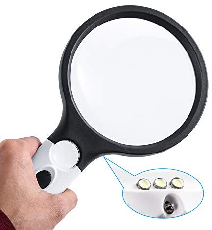HandvergrößErungs Lupe Mit Licht, 4,2 Zoll Tragbare Beleuchtete 4x / 30x-Lupe Mit 4 Led-Lichtern FüR Lesen, Makuladegeneration, Schmuck, Inspektion, Hobbies Und Handwerk