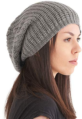 CHARM Berretto Invernale Uomo Lana - Cappello Donna Invernale Leggero Lungo Long Beanie Hipster Moda Giapponese Grigio