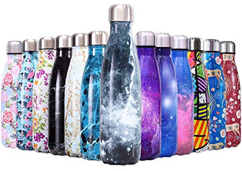 QXuan Bouteilles Isothermes d'eau en Acier Inoxydable isolée à Double paroi 500ml sans BPA,pour Le Sport Bureau école (C16)