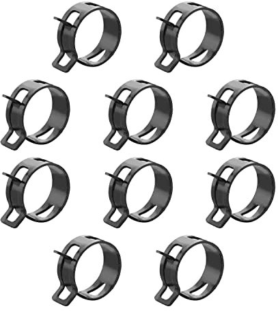 MroMax Schlauchschellen mit konstanter Spannung, 32 mm, Federband-Typ, Schlauchschellen, Mangan-Stahl, Klemme für Kraftstoffleitung, Silikonschlauch, schwarz, 10 Stück