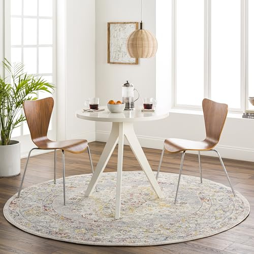 Livabliss Casablanca Vintage - Area s Living Room 160x160 cm, Dining Floor, Kitchen, Traditional Multicoloured Boho, Easy Care Pile, Bohemian Large, Taupe, Grey, Rust