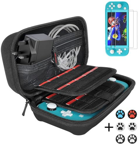 daydayup Case for Nintendo Switch Lite, Hard Carrying Case with 16 Game Cartridges, Thumb Grips Caps and Screen Protector, Protective Case for Nintendo Switch Lite Console & Accessories