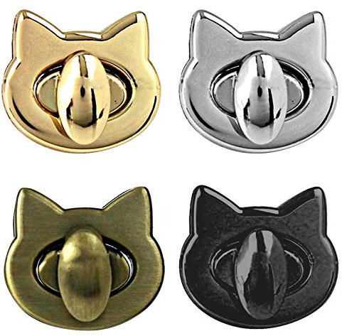 YSTJKD Chiusura Borsa fai da te Hardware Spille Di Blocco Blocco Sacchetto Metallo Spille Borsa Cucire Accessori Chiusura Decorativa per Fai Da Te Borsa A Tracolla Bronzo Nero Argento Oro 4 Pz