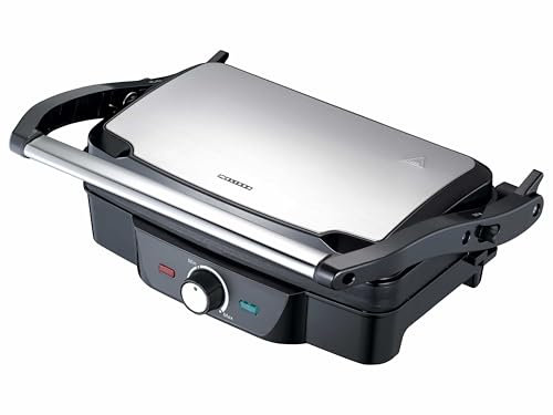 Melissa Kontaktgrill - Kontaktgrill vollständig aufklappbar - Für Sandwiches, Steak und Panini - antihaftbeschichtet - mit Temperaturregler - 1600 Watt - Edelstahl gebürstet