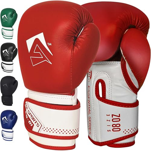 AQF Boxing Gloves for Training & MMA Muay Thai Punch Bag Sparring MMA Gloves for Kickboxing Fighting & punching bag with Extra Layers of Padding (Red, 16oz)