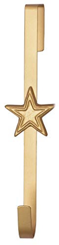 Christmas Wreath Hanger 11.5 Metal Over Door Wreath Hook for UPVC Doors (Gold Star)