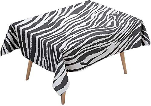 Tischdecke Abwaschbar Wasserdicht Abwischbar Schmutzabweisend, DOTBUY 3D Rechteckige Tischtuch Eckig Tischwäsche für Home Küche Garten Dekoration mit 4 klammern (Zebra,90x90cm)