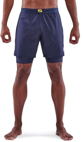 Skins Herren Series-3 Compression Superpose Hybrid 2-in-1 1/2 Strumpfhosen-Shorts Kompressionshose, Marineblau, Mittel