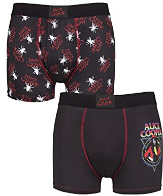 SockShop Mens Alice Cooper Exclusive to Gift Boxed Classic Rock Heavy Metal Boxer Shorts Pack of 2 Black XL