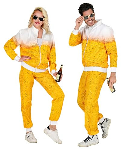Kultfaktor Cooler Bier-Trainingsanzug für Herren gelb-weiß - XL