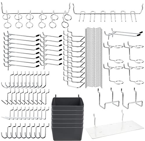 ZENFUN 140 Pieces Pegboard Hooks Assortment, Pegboard Accessories with Pegboards Bins, Peg Locks for Organizing Various Tools, Garage, Workbench, Kitchen, Not Fall Out