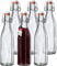 KADAX Bouteille en Verre de 750ml avec Bouchon Hermétique pour la Conservation des Boissons, Parfaite pour le Kombucha et la Limonade (Lot de 6)