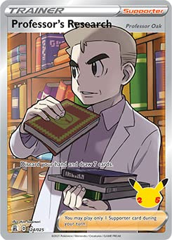 Pokémon Celebrations Professor's Forschungskarte, 25. Jubiläum, Ultra Rare Full Art + Überraschungskarte!