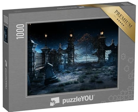 puzzleYOU: Puzzle 1000 Teile „Gothic-Friedhof mit Eisentor und Laternen“ – aus der Puzzle-Kollektion Gothik