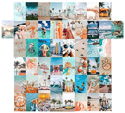 50-teiliges Wand-Collage-Set ästhetisches Bild Raumdekoration Wandkunstdrucke Albumabdeckungen Retro-Design ästhetische Poster einzigartige Indiewohnheim-Foto-Anzeige für Raumdekoration (Traumstrand)