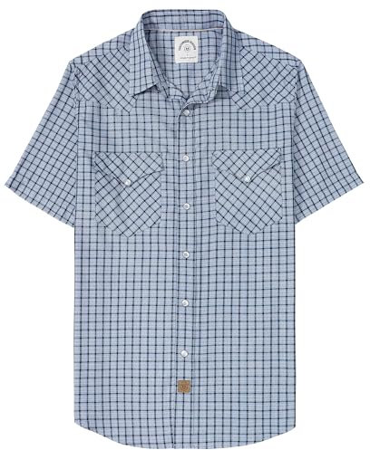 Dubinik® Fibre De Bambou Chemise Homme Manches Courtes Casual Fermeture à Pression Cowboy Vintage Western Chemisette Homme