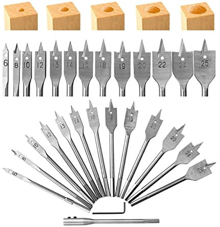 Surface Milling Cutter 15 Pieces of Flat Drill Woodworking Flat Drill Woodworking Drill Bit Set Shovel Drill Bit Carbon Steel 6/8/10/12/13/14/16/18/19/20/22/24/25mm