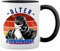 retro Alter Katastrophe vintage Lustiger Spruch Alter Weiße Tasse Mug mit schwarzen Felgen & Griff