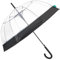 Transparenter Regenschirm mit Schwarzem Rand für Damen - Frauen Durchsichtiger Schirm Kuppel Förmigen - Stockschirm Glockenregenschirm Automatik Sturmfest Klar - Durchmes 89 cm - Perletti (Schwarz)