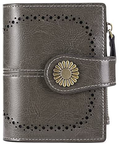SENDEFN Portefeuille Femme Cuir Porte Monnaie pour Femmes Porte-Cartes Court pour Portefeuille Zippé Femmes avec 16 emplacements pour Cartes Anti RFID Portefeuilles