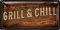 LANOLU Retro Blechschilder Grillen - GRILL AND CHILL LOUNGE - BBQ Grill Retro Deko - Grillplatz Schild Garten - Geschenk für Papas Grillecke Schild, 17x34 cm