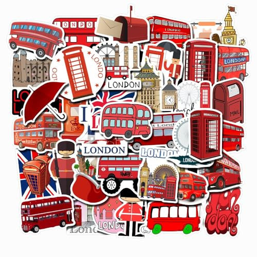 Aufkleber London Bus Rot London Sticker Reise Vsco für Koffer Mac-Notebook Laptop-Aufkleber Aufkleber Flagge Großbritannien England Red Bus
