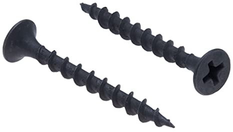 3.5x25mm Schwarze Trockenbauschrauben, Selbstschneidend, Phillips-Senkkopf, Grobgewinde, Scharfer Punkt,Schwarzes Phosphat Holzschrauben, Gipsschrauben für Gipskartonplatten (50 pcs)