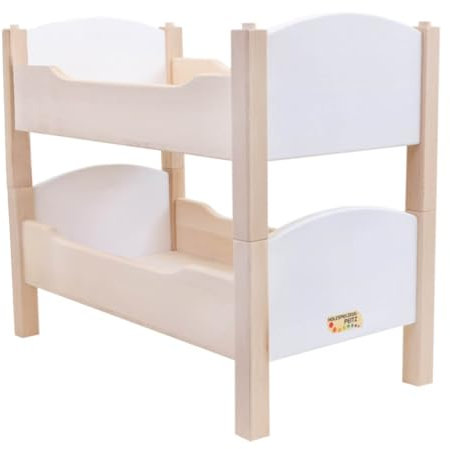 Holzspielzeug Peitz Puppenetagenbett aus Holz | Puppenhochbett für Puppen bis 50 cm | Natur oder Geölt | Robustes Buchenholz