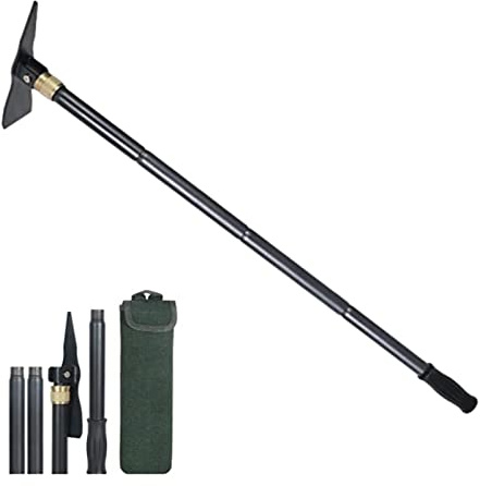 TENSURELIN Folding Pickaxe Hoe for Digging, Multi-Function Detachable, Garden Pick with Two Extension rods, Great for Loosing Soil, Camping Shovel for Outdoors