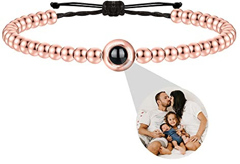 Godchoices Custom Bracelets with Pictures inside, Personalised Circle Picture Projection Bracelets, Photo Bracelet Customized Pictures, Custom Photo Gifts for Women/Men BirthdayCouple/Friends