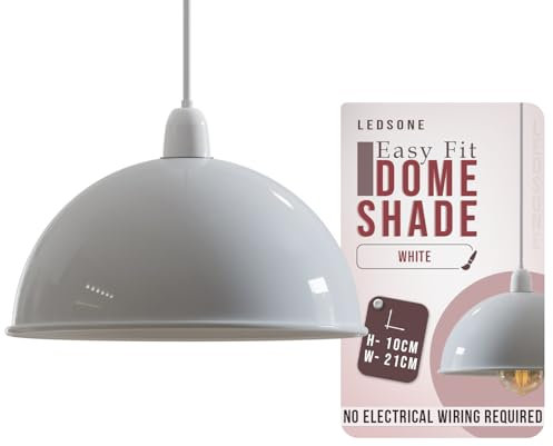 LEDSone Pantallas de lámpara colgante de techo industrial, pantalla de lámpara colgante en forma de cúpula de estilo retro vintage para luces de techo colgantes (Blanco)