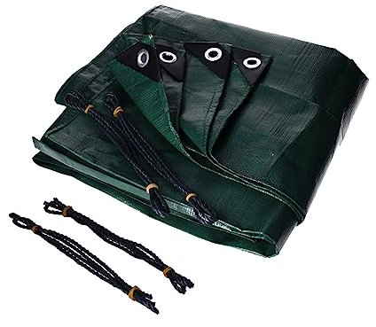 Bâche en PE renforcée 3x5m, 140g/m², avec 4 Cordes de Fixation, œillets en Aluminium Tous Les 50cm, Coins et Bords renforcés - Imperméable, indéchirable, UV stabilisée, Étanche