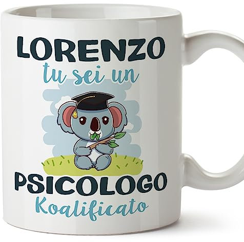 Mugffins Tazza Personalizzata in ceramica per PSICOLOGO uomo 11 oz / 350 ml - In italiano - Koalificati Personalizzati - Idea regalo per compleanno, anniversario, natale, laurea
