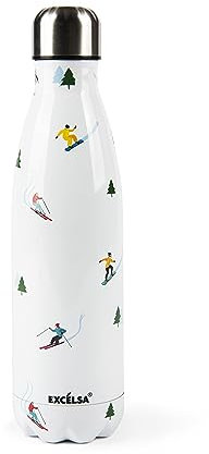 Excelsa Cortina Botella Térmica, 50 Cl., Blanco, Acero Inoxidable