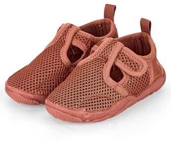 Sterntaler Badeschuhe Uni – Unisex Baby Aquaschuhe knöchelhoch mit Klettverschluss – Strukturierte Sohle – Atmungsaktives Mesh – Kinder Wasserschuhe - Bademode - Farbe lehmbraun, Größe 22