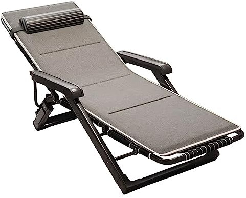 Lanmmraifc Campingliege Sonnenliege mit Kissen Hoch Senioren Klappstuhl Hochlehner Relaxliege Gartenliege Verstellbarer Rückenlehne Saunaliege für Camping, Terrasse, Rasen (Farbe : #1)