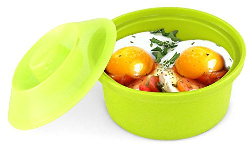 Sivita Estuche de vapor individual para microondas y horno, cocina huevos escalfados minicocotte de silicona verde 300 ml VAPORERA COCINAR OLLA ESTUCHE