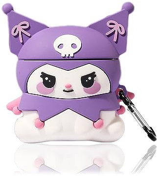 Viwind AirPods 3 Hülle Silikon Anime,Funny Cute 3D Cartoon Weiches Airpods 3 Gen Schutzhülle und Haut Case Cover mit karabiner,Kabelloses Laden&Stoßfeste-Purple Kuromi