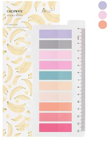 Ordinate 200 Stück Haftstreifen, Transparente Haftnotizen, sticky notes, Index Tabs klebezettel, Beschreibbare Haftmarker pastell,stationary supplies,Bücher zubehör, marker(D - 200 Stück Carousel)