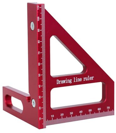 Woodworking Square Protractor, 3D Multi Angle Triangle Ruler Scriber 45/90 Degree Square Measuring Tool for Engineer Carpenter (Red)