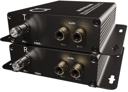 RCA Audio Over Fiber Converter with ST Connector | Extender Kit: 2 Channel Audio to Fiber Optical Balun | Universal Single & Multimode - 0.5 km MM (0.31 mi) 20km SM (11.4 mi), Transmitterv& Receiver