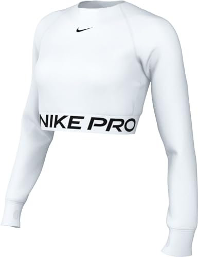Nike Women's Pro 365 Dri-fit Verkürztes Longsleeve-Oberteil für Damen Top, White/Black, S