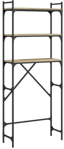 vidaXL Waschmaschinenregal, Waschmaschinenschrank mit viel Stauraum, Wasserbeständig Toilettenregal Verstellbare Beine, Standregal Badezimmer Regal Badmöbel, Sonoma-Eiche Holzwerkstoff