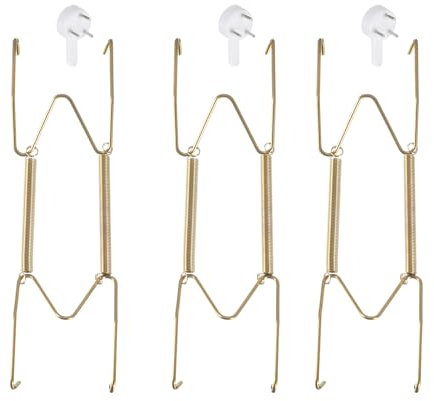 sourcing map 3pcs Plate Hanger, 6 Inch Stainless Steel Invisible Wall Plate Hangers with Wall Decorative Hooks and Tip Protector for Decorative Plates and Art