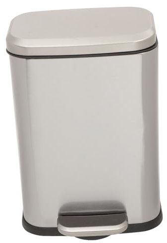 PRETYZOOM Poubelle Cuisine à Pédale 6l en Acier Inoxydable Argenté Mat, Conteneur à Déchets Ménagers sans Contact, pour Bureau, Salon et Chambre, Poubelle Rectangulaire Compacte