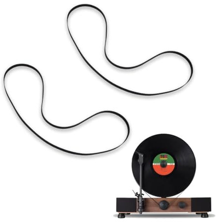 WKRTDY Courroie d'entraînement de Platine Vinyle Noire, Lot de 2 Courroies de Platine Noires en Caoutchouc de 200 mm pour Tourne-disques, adaptées à Tous Les Types de platines à Courroie