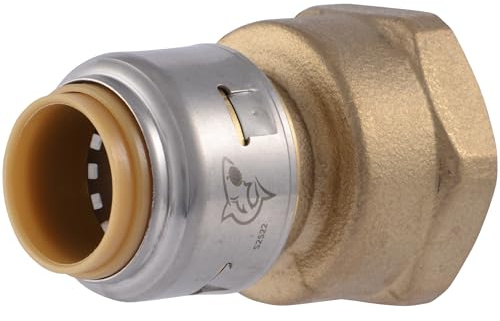 SharkBite Max 1/2 x 3/4 Inch FNPT Reducing Adapter, Push To Connect Brass Plumbing Fitting, PEX Pipe, Copper, CPVC, PE-RT, HDPE, UR068A