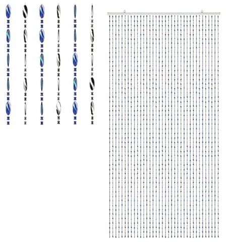 Acrylic Beaded Door Curtain Hanging FLy Screen Summer Blind (Blue Silver Beaded Door Curtain)
