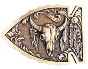 JEAN'S FRIEND Vintage bronzefarbene Pfeilspitze Bull-Gürtelschnalle Boucle de ceinture, Antik Bronze, Large