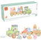 Farm Animal Puzzle Tractor Toy – Push and Pull Along Stacking Toys for 1 Year Olds, Toddler - Wooden Puzzle Shapes, 1st Birthday Gifts For Boy, Girl - Farmyard Stacking Toys by Orange Tree Toys